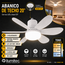 Abanico De Techo 20” Rosca E27 10w  800Lm Cct 30K, 40K, 60K  Dimeable 3 Velocidades  Control Remoto 110-240V.