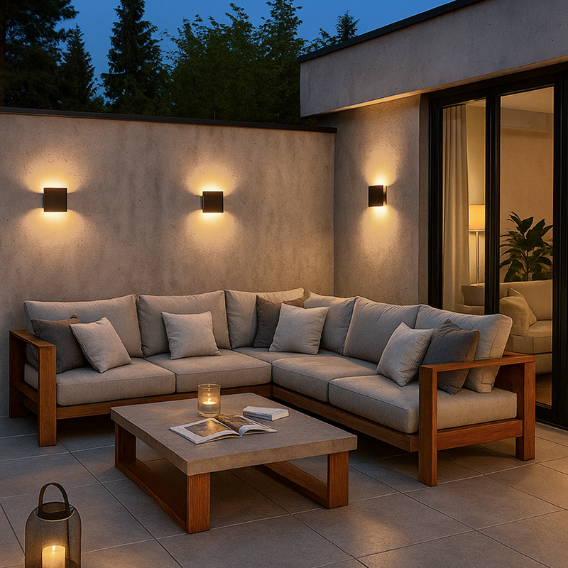 LÁMPARA DE PARED CUADRADA PARA EXTERIOR O INTERIOR  LED 12W, 1200LM, 3000K, IP54, 100-240V.