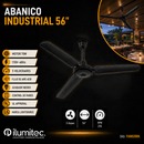 Abanico De Techo Industrial 56"3 Acabado Negro 75W  Control De Pared