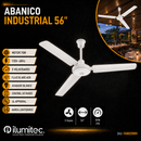 Abanico De Techo Industrial 56"3 Acabado Blanco 75W  Control De Pared