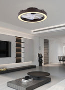 ABANICO DE TECHO CON LUZ LED 50W Y CONTROL REMOTO, 6 VELOCIDADES,  EMITE 2650LM, OPCION A ELEGIR TONALIDAD DE LUZ CCT: 30K,40K,60K,110-240V, 50-60HZ, GRADO DE PROTECCION IP20, ACABADO COFFEE.