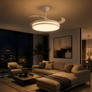 Abanico De Techo 42” Retráctil Led Integrado 46W 2300Lm Cct 30K 40K 60K Dimeable 6 Velocidades Control Remoto 110-240v.