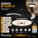 Abanico De Techo 42” Rectractil Led Integrado 46W Cct 30K 40K 60K Dimeable 6 Velocidades Bocina  Bluetooth Control remoto 110-240V.