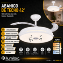 Abanico De Techo 42” Rectractil Led Integrado 46W Cct 30K 40K 60K Dimeable 6 Velocidades Bocina  Bluetooth Control remoto 110-240V.