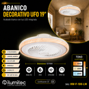 Abanico De Techo Ufo 19” Con Luz Led 40W Cct: 30K,40K, 60K Dimeable 6 Velocidades Control Remoto 100-240V.