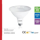FOCO LED PAR38, 15W,1450LM,TONALIDAD 6500K, 100-277V, 50-60HZ PF0.5, CRI80, CERTICADO CE, MARCA HONEYWELL.
