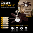 Abanico De Techo  32" 1Xe27-40W ( No Incluido) 6 velocidades Con Control Remoto 110-240V.