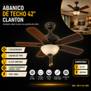 Abanico De Techo Clanton 42" Decorativo Rubber Bronze 2Xe27-40W ( No Incluido) Cadena De Tiro