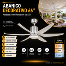 Abanico De Techo Luxia 66" Con Luz  Led 20W Cct:30k,40k,65k Dimeable 6 Velocidades Control Remoto 110-240V.