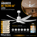 Abanico De Techo Luxia 66" Con Luz  Led 20W Cct:30k,40k,65k Dimeable 6 Velocidades Control Remoto 110-240V.