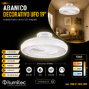 Abanico De Techo Ufo 19” Con Luz Led 40W Cct: 30K,40K, 60K Dimeable 6 Velocidades Control Remoto 100-240V.
