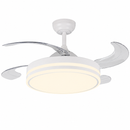 Abanico de techo 42" retractil Luz Led 24W Cct: 30K, 40K, 60K Dimeable 6 Velocidades Control Remoto 110-240V.