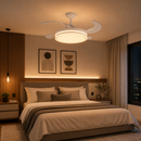 Abanico de techo 42" retractil Luz Led 24W Cct: 30K, 40K, 60K Dimeable 6 Velocidades Control Remoto 110-240V.
