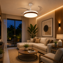 Abanico de techo 42" retractil Luz Led 24W Cct: 30K, 40K, 60K Dimeable 6 Velocidades Control Remoto 110-240V.