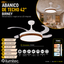 Abanico de techo 42" retractil Luz Led 24W Cct: 30K, 40K, 60K Dimeable 6 Velocidades Control Remoto 110-240V.