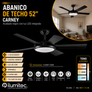 Abanico De Techo Carney 52" Con Luz Led 32W Cct: 30k,40k,60k Dimeable 6 Velociodades Control Remoto 110-240V.