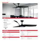 ABANICO DE TECHO MODERNO ONTORIO 54" NEGRO CON LUZ LED 18W,CONTROL REMOTO