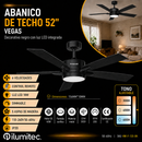 Abanico De Techo Vegas 52" Con Luz Led 18W Cct:30k,40k,60k Dimeable 6 Velocidades 110-240V.