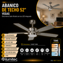 Abanico De Techo 52" Con Luz Led 18W Cct:30k, 40k, 60k Dimeable 6 velocidades Control Remoto 110-240V.