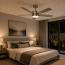 Abanico De Techo Vegas  52" Decorativo Santin Nickel Con Luz Led 18W Control Remoto