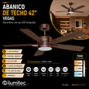 Abanico De Techo Vegas 42' Con Luz Led 20W Cct:30k, 40k, 60k Dimeable 6 Velocidades Control Remoto 110-240V.