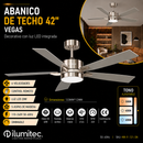 Abanico De Techo Vegas 42' Con Luz Led 20W Cct:30k, 40k, 60k Dimeable 6 Velocidades Control Remoto 110-240V.