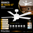 Abanico De Techo Vegas 42' Con Luz Led 20W Cct:30k, 40k, 60k Dimeable 6 Velocidades Control Remoto 110-240V.