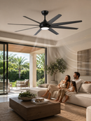 Abanico de techo 70'' decorativo negro con luz led 30w control remoto.