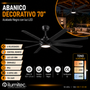 Abanico de techo 70''con luz led 30w Cct 30K 40K 60K Dimeable 6 Velocidades control remoto 110-240V.