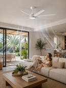 Abanico de techo 70'' decorativo blanco con luz led 30w control remoto.
