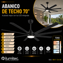 Abanico De Techo De 70” Con Luz Led 18W 2000Lm CCT 30K 40K 60K Dimeable 6 velocidade Con Control Remoto 110-240V.
