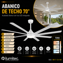 Abanico De Techo De 70” Con Luz Led 18W 2000Lm CCT 30K 40K 60K Dimeable 6 velocidade Con Control Remoto 110-240V.