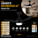 Abanico De Techo Elio 42" Con Luz Led 20W Cct: 30k,40k,65k Dimeable 6 Velocidades Con Control Remoto 110-240V.