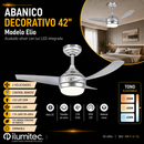 Abanico De Techo Elio 42" Con Luz Led 20W Cct: 30k,40k,65k Dimeable 6 Velocidades Con Control Remoto 110-240V.