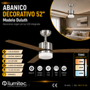 Abanico De Techo Duluth 52” Con Luz  Led 20W Cct:30k,40,60k Dimeable 6 Velocidades Control Remoto 110.240V.