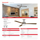 ABANICO DE TECHO DULUTH 52” DECORATIVO NOGAL CON LUZ  LED 20W CONTROL REMOTO