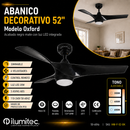 Abanico De Techo Oxford 52" Con Luz  Led 20W Cct:30k,40,60k Dimeable 6 Velocidades Control Remoto 110-240V.