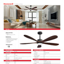 ABANICO DE TECHO MODERNO 52” DECORATIVO NOGAL CON LUZ LED 18W CONTROL REMOTO