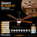 Abanico De Techo Portland 52” Con Luz Led 18W Cct: 30k,40k,60k Dimeable 6 Velocidades Control Remoto 110-240V.