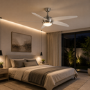 Abanico De Techo Elle 52'' Decorativo Santin Nickel Blanco Con Luz Led 20W Control Remoto