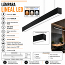 Lámpara Colgante Lineal Superficial Led 40W Acabado Black /Die Cast Aluminium.