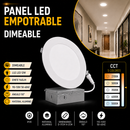 Lámpara Panel Led Empotrable Dimeable 12W, Emite 945Lm, Cct 27K,30K,35K,40K,50K Acabado Blanco/ Aluminio.
