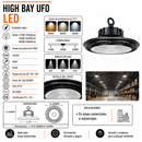 High Bay Ufo Led Conmutable 110W,150W, 200W, Acabado Black/ Die Cast Aluminium.