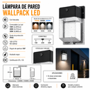 Lámpara De Pared Con Sensor Conmutable Luz Led:15W (2,359Lm) 20W (3,213Lm) 30W (4,480Lm) Acabado Black/Die Cast Aluminium Pc.