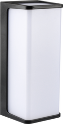 LÁMPARA DE PARED EXTERIOR DECORATIVA LED 10W, EMITE 800LM, CRI80, 100-240V, 50-60HZ, GRADO DE PROTECCION IP65,  ACABADO NEGRO.