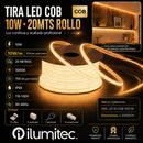 Tira led  10w x 20m-Rollo COB 3000k, Emite 700Lm/w Con Grado De Protección IP65 110-130V.