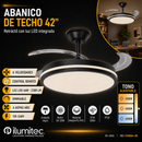Abanico De Techo 42” Retráctil Led Integrado 46W 2300Lm Cct 30K 40K 60K Dimeable 6 Velocidades Control Remoto 110-240v.
