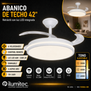 Abanico De Techo 42” Retráctil Led Integrado 46W 2300Lm Cct 30K 40K 60K Dimeable 6 Velocidades Control Remoto 110-240v.