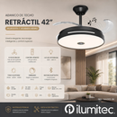 Abanico De Techo 42” Rectractil Led Integrado 46W Cct 30K 40K 60K Dimeable 6 Velocidades Bocina  Bluetooth Control remoto 110-240V.