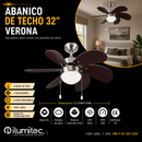 Abanico De Techo Verona 32" Decorativo Satin Nickel 1Xe27-40W ( No Incluido) Cadena De Tiro